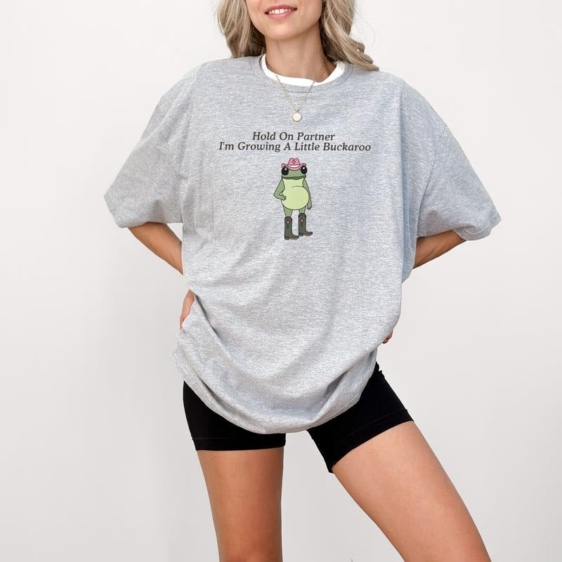 Funny Pregnancy Announcement Western Frog Unhinged - Adult & Kids T-Shirts, Sweatshirts & Hoodies apparel design preview 1
