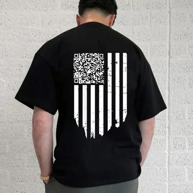 Funny QR Scan Code Dancing US Flag Casual Crew Neck - Adult & Kids T-Shirts, Sweatshirts & Hoodies apparel design preview 1
