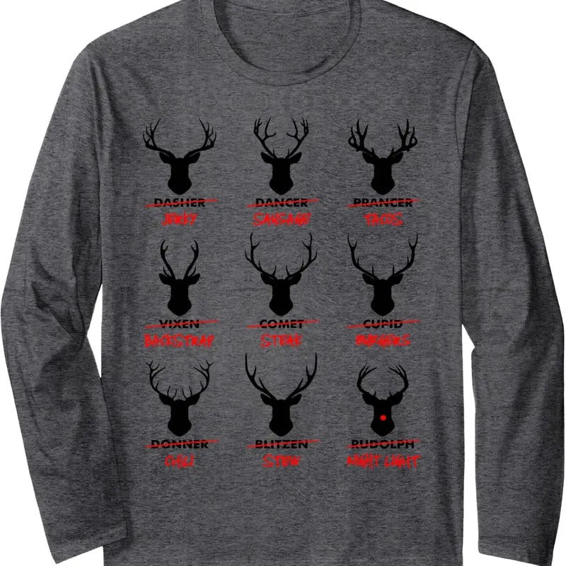 Funny Ugly Top Deer Hunter Santa'S Reindeer Jerky - Adult & Kids T-Shirts, Sweatshirts & Hoodies apparel design preview 1