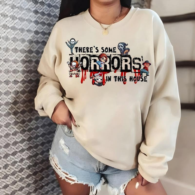 Funny Horror Characters There'S Some Halloween Meme - Adult & Kids T-Shirts, Sweatshirts & Hoodies apparel design preview 1