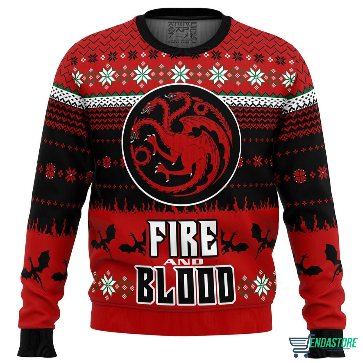 GOT Fire and Blood 3D Ugly Christmas Sweater - Holiday Gift product image