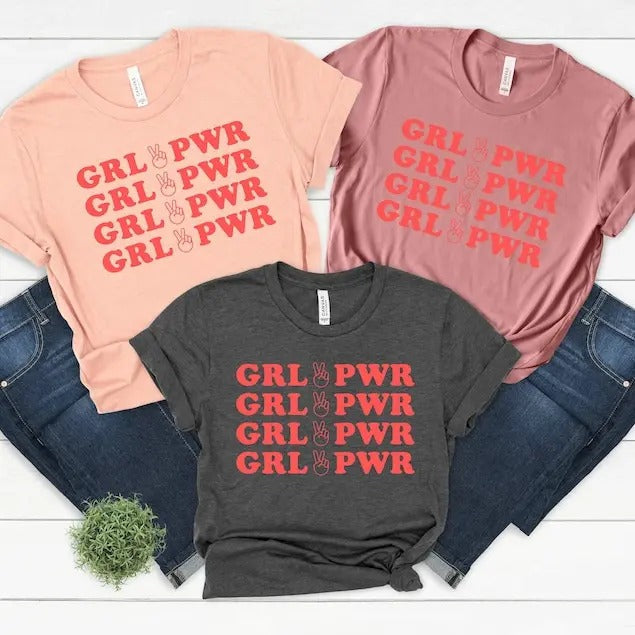 GRL PWR Empowering Girl Power Feminist Cute Perfect - Adult & Kids T-Shirts, Sweatshirts & Hoodies apparel design preview 1