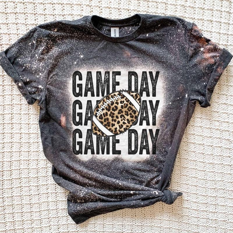 Game Day Leopard Football Bleached - Adult & Kids T-Shirts, Sweatshirts & Hoodies apparel design preview 1
