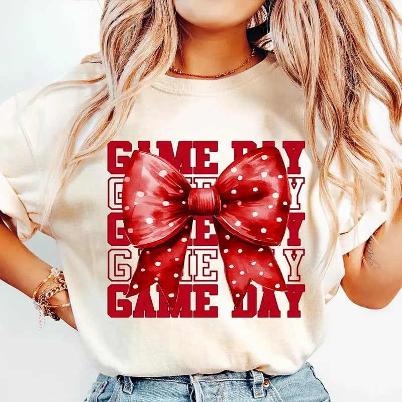 Game Day Coquette Bow Touchdown Season Fall Autumn - Adult & Kids T-Shirts, Sweatshirts & Hoodies apparel design preview 1