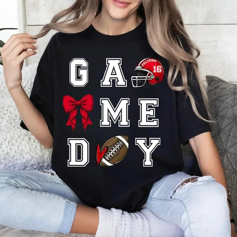 Game Day Football Coquette Bow Fan Number Custom Team - Adult & Kids T-Shirts, Sweatshirts & Hoodies apparel design preview 1