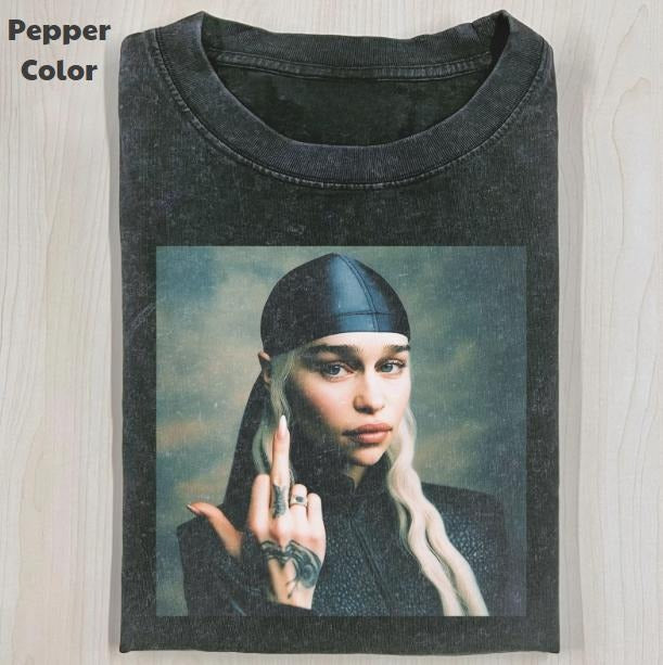 Game Thrones Vintage Daenerys Targaryen Middle Finger - Adult & Kids T-Shirts, Sweatshirts & Hoodies apparel design preview 1