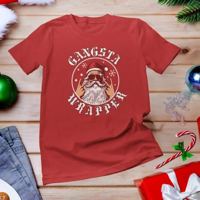 Gangsta Wrapper Ugly Party Wrappa Group Santa - Adult & Kids T-Shirts, Sweatshirts & Hoodies apparel design preview 1