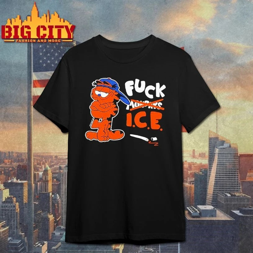 Garfield Says Fuck ICE - Adult & Kids T-Shirts, Sweatshirts & Hoodies apparel design preview 1