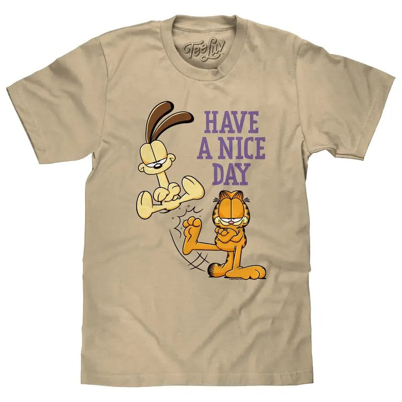 Garfield Odie Have Nice Day Cartoon Cream - Adult & Kids T-Shirts, Sweatshirts & Hoodies apparel design preview 1