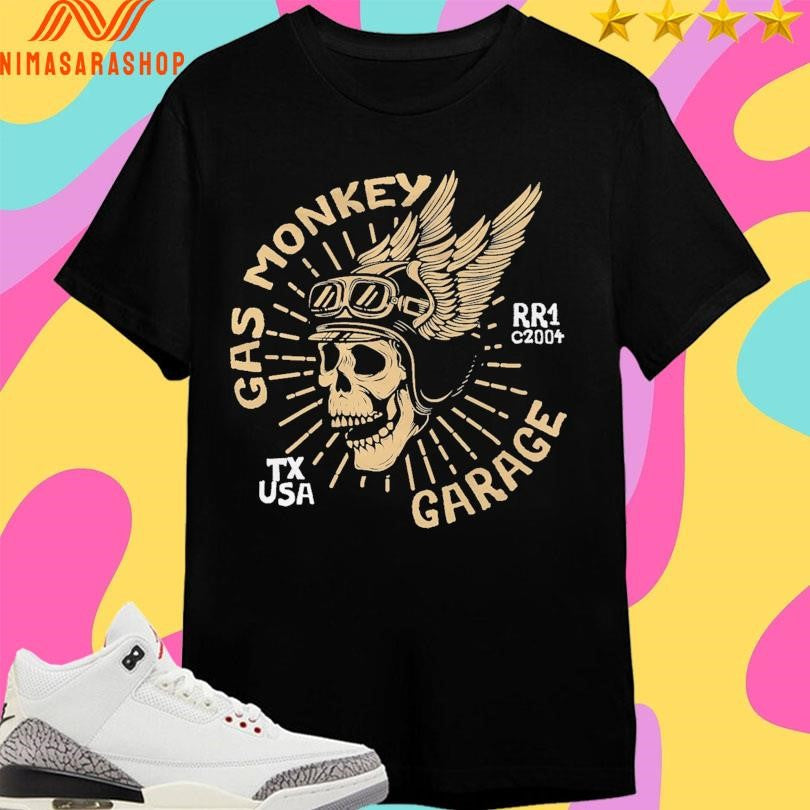 Gas Monkey Garage Texas USA Rr1 C2004 Skull Logo - Adult & Kids T-Shirts, Sweatshirts & Hoodies apparel design preview 1