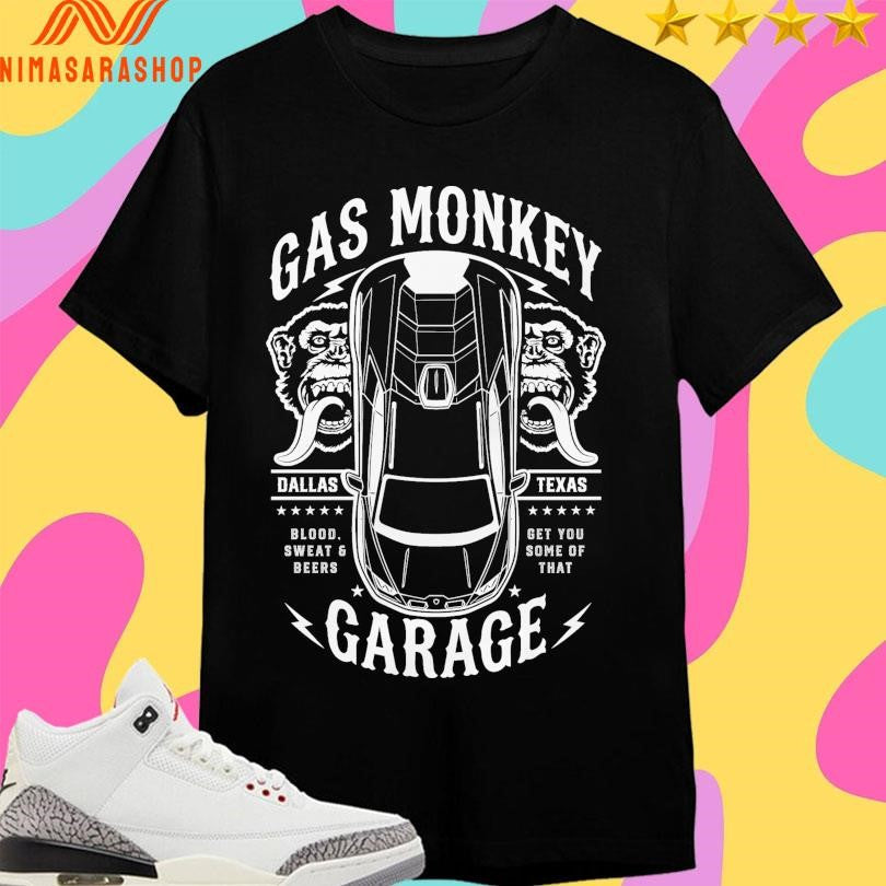 Gas Monkey Garage Top Down Dallas Texas Blood Sweat - Adult & Kids T-Shirts, Sweatshirts & Hoodies apparel design preview 1