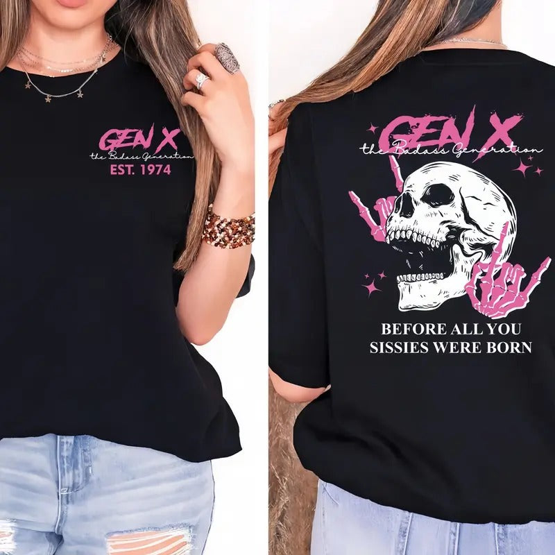 Gen X Custom Year Badass 100% Cotton Comfortable Fit - Adult & Kids T-Shirts, Sweatshirts & Hoodies apparel design preview 1