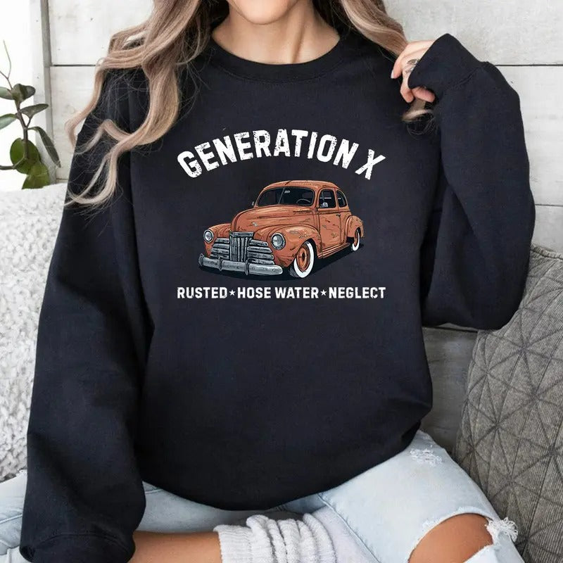 Generation X Raised Hose Water Neglect Sarcastic Gen - Adult & Kids T-Shirts, Sweatshirts & Hoodies apparel design preview 1