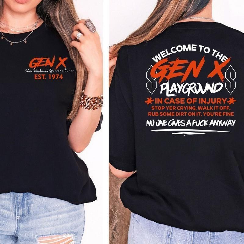 Generation X Playground Custom Year Badass Birth 100% - Adult & Kids T-Shirts, Sweatshirts & Hoodies apparel design preview 1