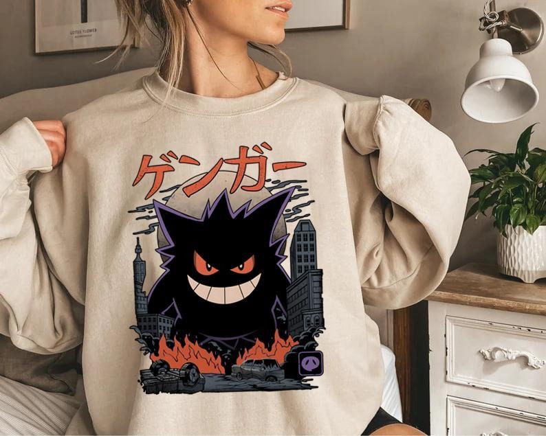 Gengar Dark Ghost Kaiju Japanese Anime Movie - Adult & Kids T-Shirts, Sweatshirts & Hoodies apparel design preview 1