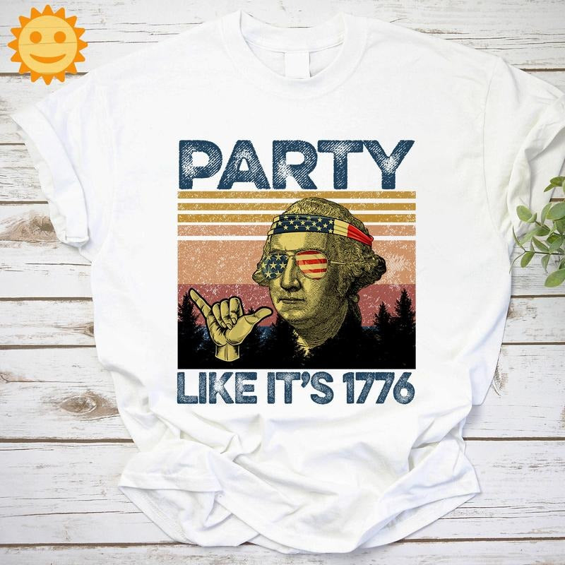 George Washington Party Like 'S 1776 Happy - Adult & Kids T-Shirts, Sweatshirts & Hoodies apparel design preview 1