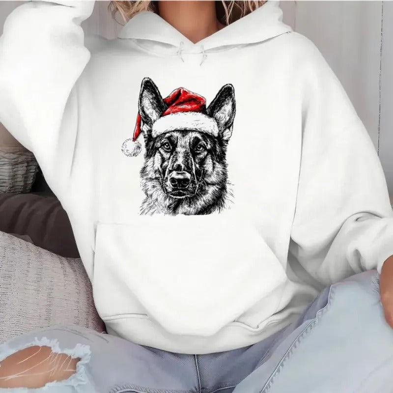 German Shepherd Santa Dog Lover Pet - Adult & Kids T-Shirts, Sweatshirts & Hoodies apparel design preview 1