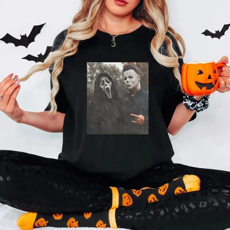 Gh0stface Scream Halloween Heart Hands Movie Short - Adult & Kids T-Shirts, Sweatshirts & Hoodies apparel design preview 1