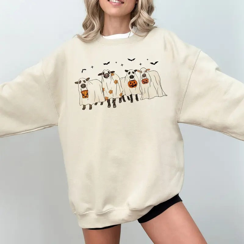 Ghost Cows Halloween - Adult & Kids T-Shirts, Sweatshirts & Hoodies apparel design preview 1