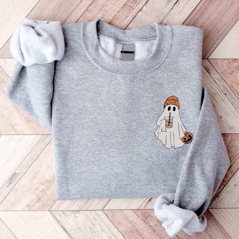 Ghost Drinking Coffee Cute Boo Pocket Size Ice Lover - Adult & Kids T-Shirts, Sweatshirts & Hoodies apparel design preview 1