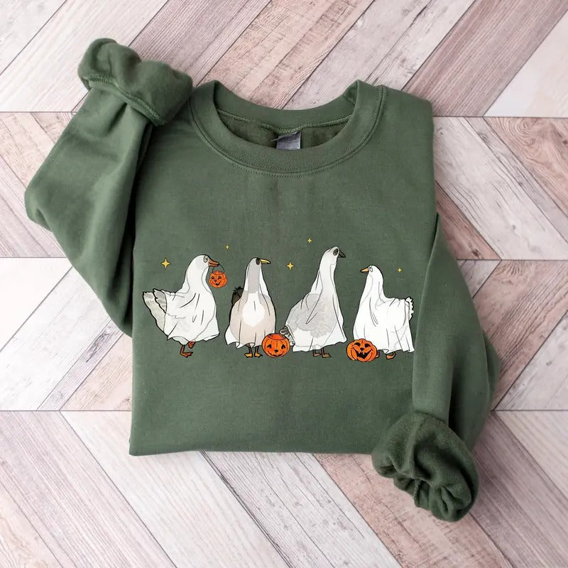 Ghost Ducks Halloween Spooky Duck Lovers - Adult & Kids T-Shirts, Sweatshirts & Hoodies apparel design preview 1