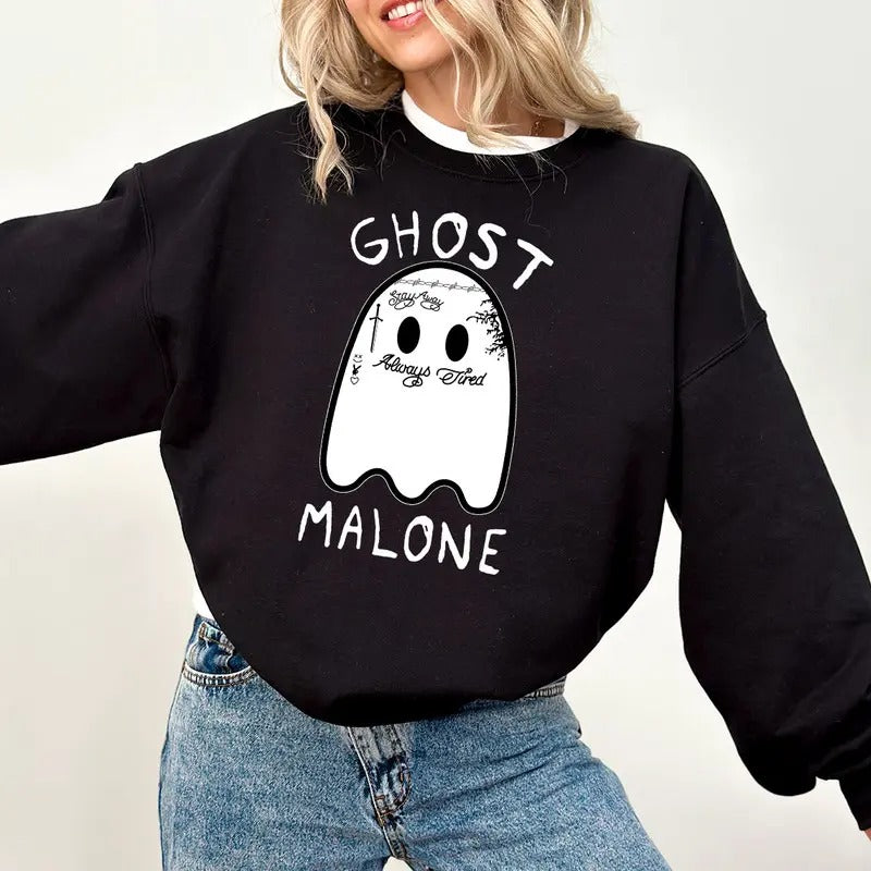 Ghost Malone Halloween Cute Funny Stay Spooky 2024 - Adult & Kids T-Shirts, Sweatshirts & Hoodies apparel design preview 1