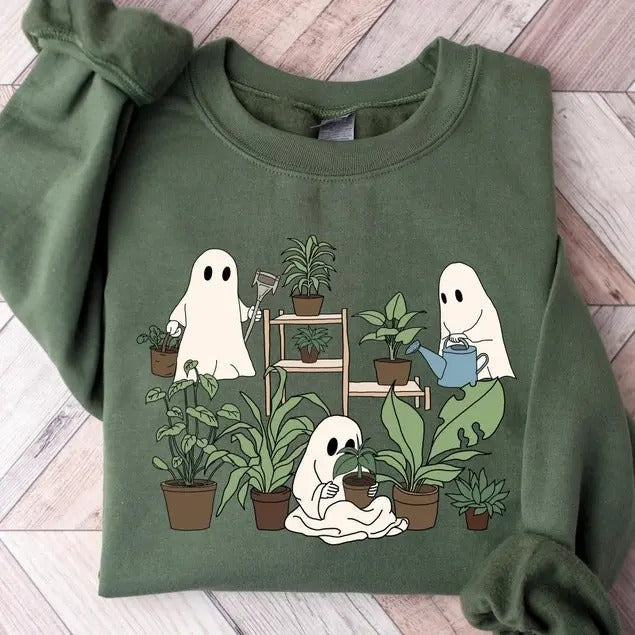 Ghost Plant Crazy Lady Halloween Plants - Adult & Kids T-Shirts, Sweatshirts & Hoodies apparel design preview 1