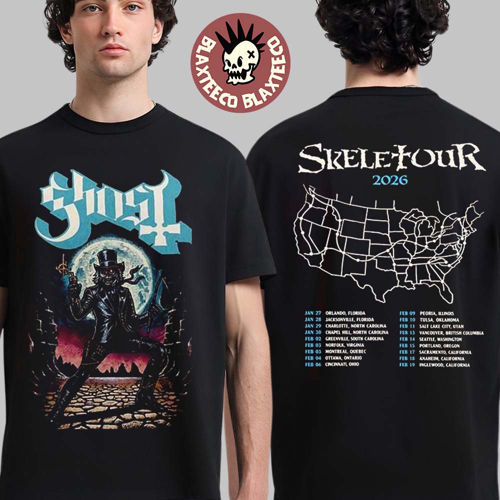 Ghost Skeletour 2026 Merch Cowboy Papa With Dates - Adult & Kids T-Shirts, Sweatshirts & Hoodies apparel design preview 1