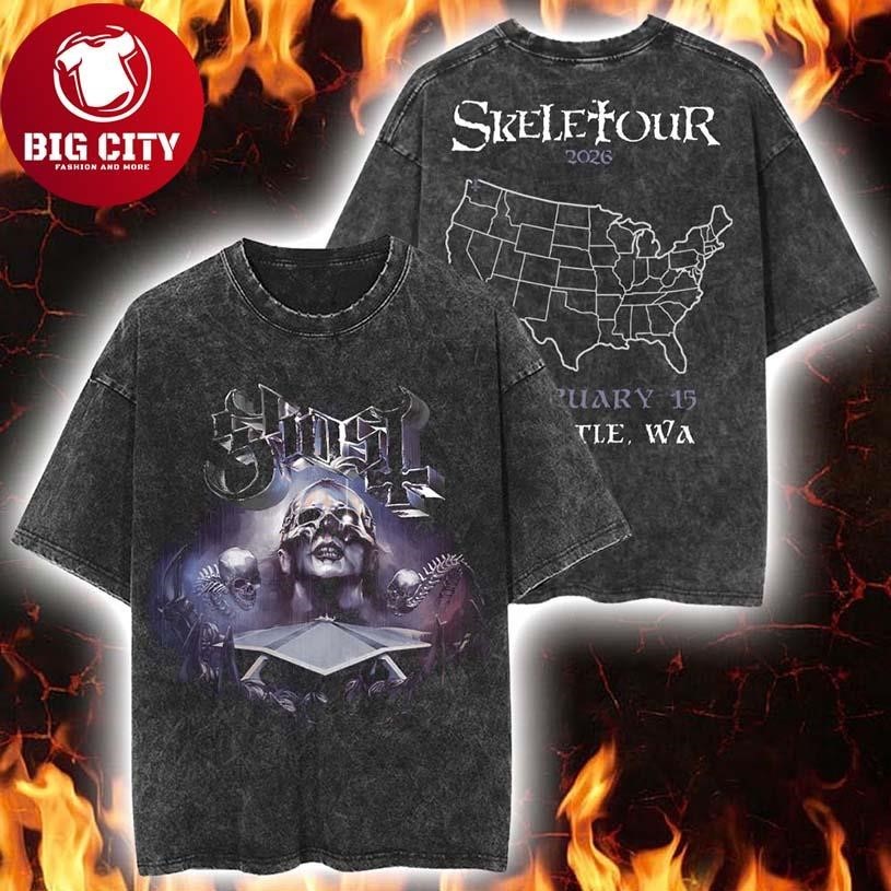 Ghost Skeletour 2026 Seattle Ritual Exclusive At - Adult & Kids T-Shirts, Sweatshirts & Hoodies apparel design preview 1
