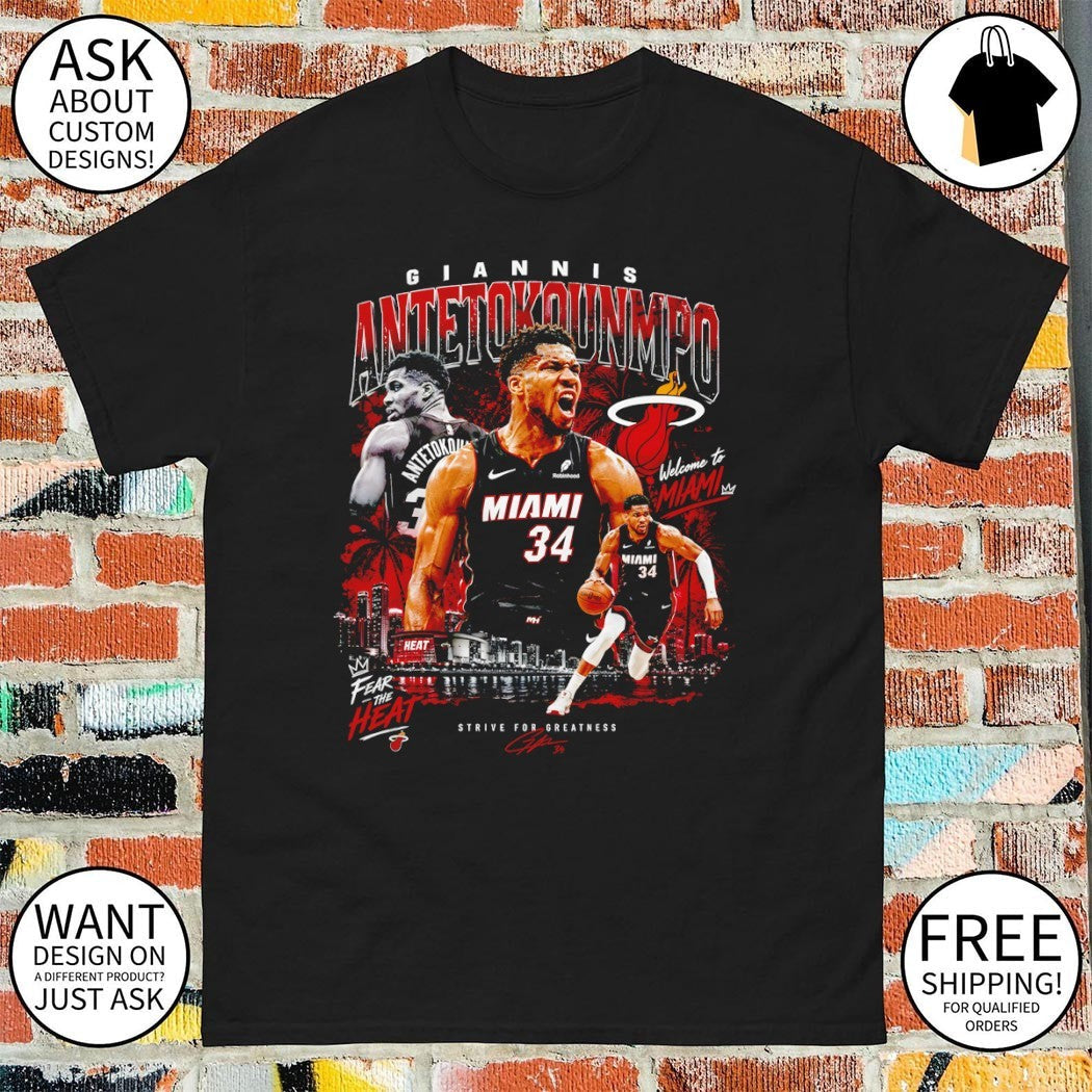 Giannis Antetokounmpo Miami Heat NBA Basketball - Adult & Kids T-Shirts, Sweatshirts & Hoodies apparel design preview 1