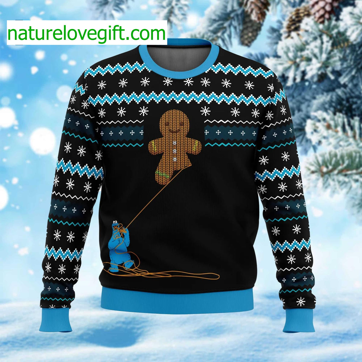 Gingerbread Cookie Monster Ugly Christmas Sweater - Holiday Gift product image