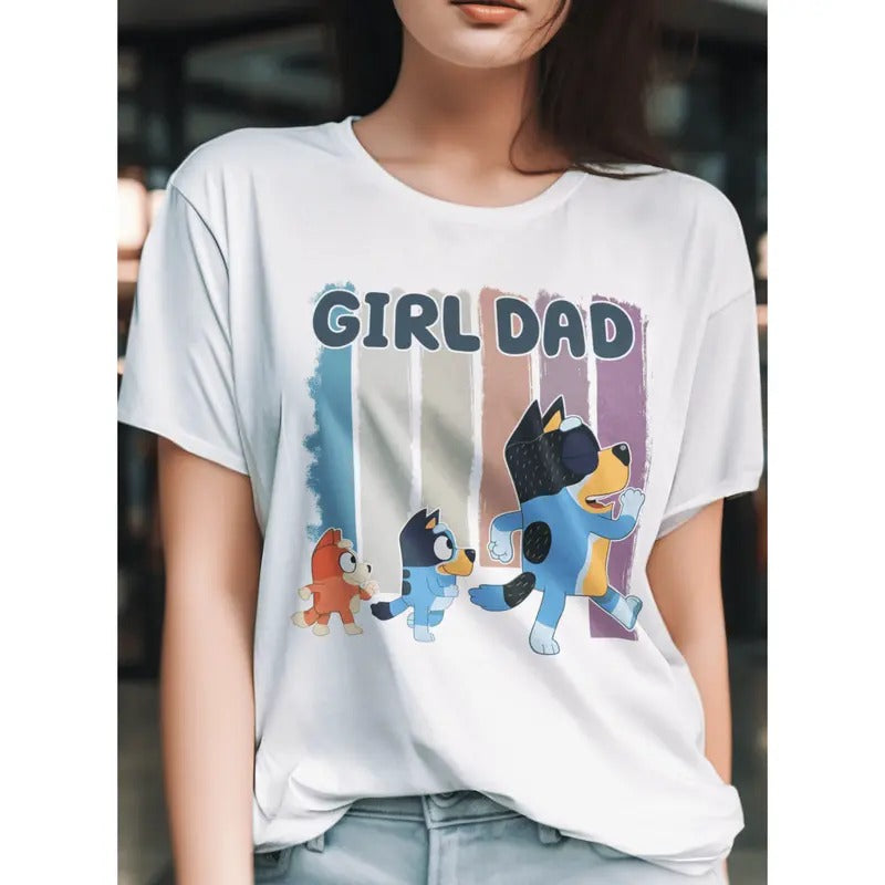 Girl Dad Blue Funny Teeshirt Summer Cool Female Cute - Adult & Kids T-Shirts, Sweatshirts & Hoodies apparel design preview 1