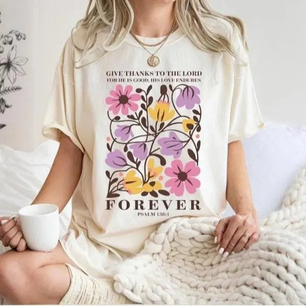 Give Thanks Lord Fall Christian Bible Verse Religious - Adult & Kids T-Shirts, Sweatshirts & Hoodies apparel design preview 1