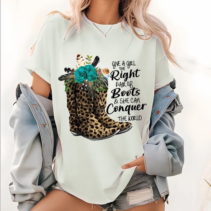 Give Girl Right Pair Boots Pattern Floral Boho Print - Adult & Kids T-Shirts, Sweatshirts & Hoodies apparel design preview 1