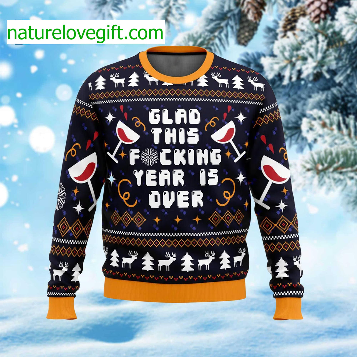 Glad This Fucking Year Is Over Ugly Christmas Sweater - Holiday Gift product image