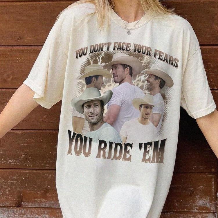 Glen Powel You Don'T Face Your Fears Ride Em Gildan - Adult & Kids T-Shirts, Sweatshirts & Hoodies apparel design preview 1