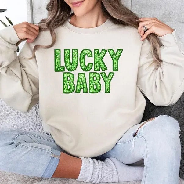 Glitter Lucky St Patricks Day Shamrock Saint Mom - Adult & Kids T-Shirts, Sweatshirts & Hoodies apparel design preview 1