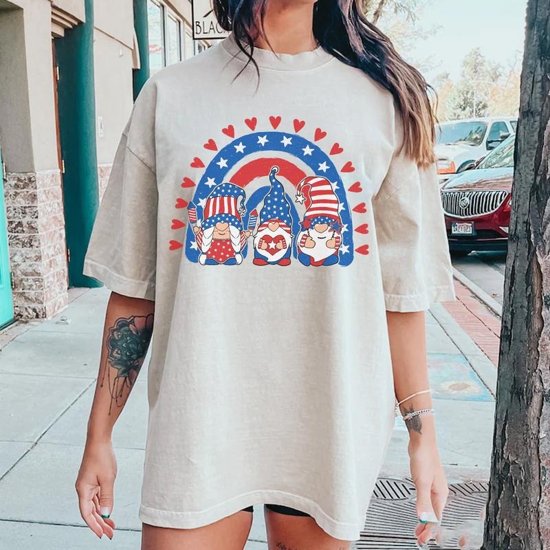 Gnomes 4th July American Flag Patriotic - Adult & Kids T-Shirts, Sweatshirts & Hoodies apparel design preview 1