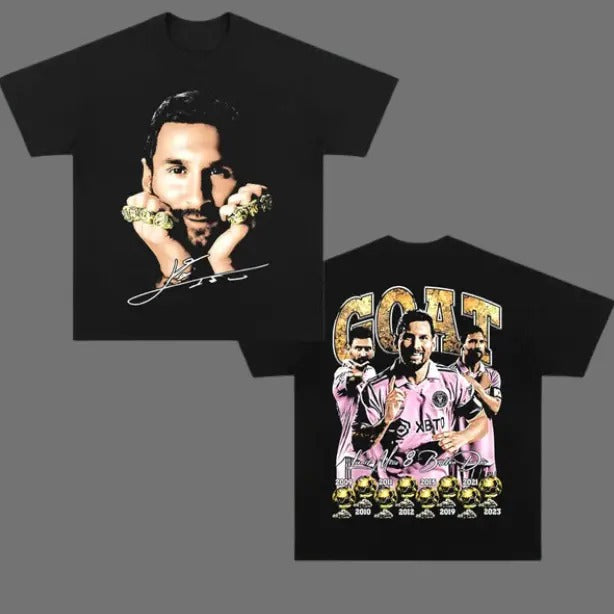 Goat Messi 2 Sided Vintage Soccer Menswear Womenswear - Adult & Kids T-Shirts, Sweatshirts & Hoodies apparel design preview 1