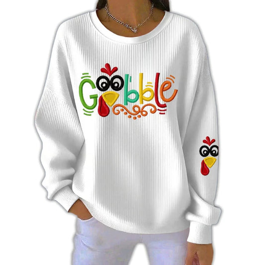 White-Gobble Turkey Pit Striped Sweatshirt 3D Sweater - Gift Idea product image