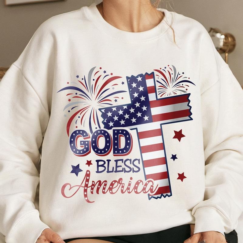 God Bless America 4th July Patriotic Christian - Adult & Kids T-Shirts, Sweatshirts & Hoodies apparel design preview 1