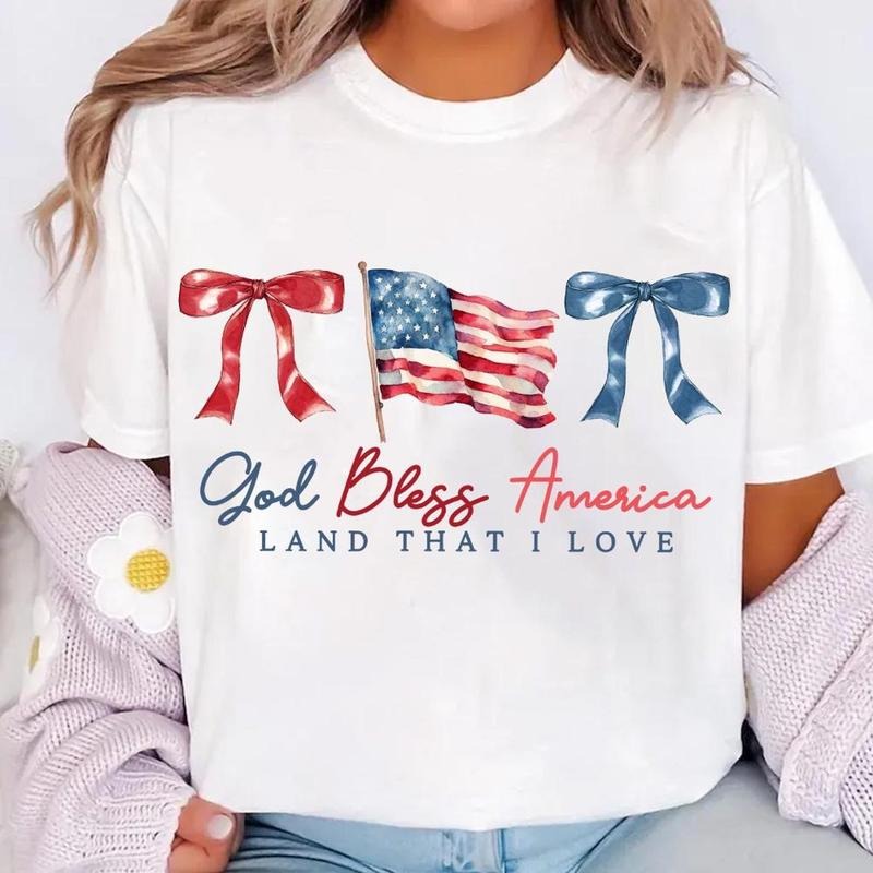 God Bless America Land That I Love Coquette Fourth - Adult & Kids T-Shirts, Sweatshirts & Hoodies apparel design preview 1