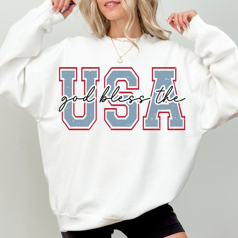 God Bless Usa 4th July Retro Fourth America - Adult & Kids T-Shirts, Sweatshirts & Hoodies apparel design preview 1