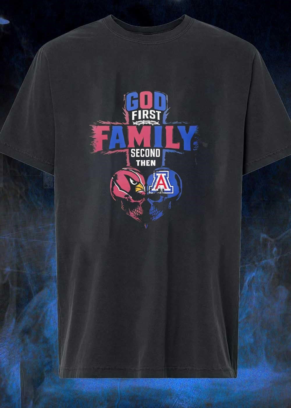 God First Family Second Then Arizona Cardinals - Adult & Kids T-Shirts, Sweatshirts & Hoodies apparel design preview 1