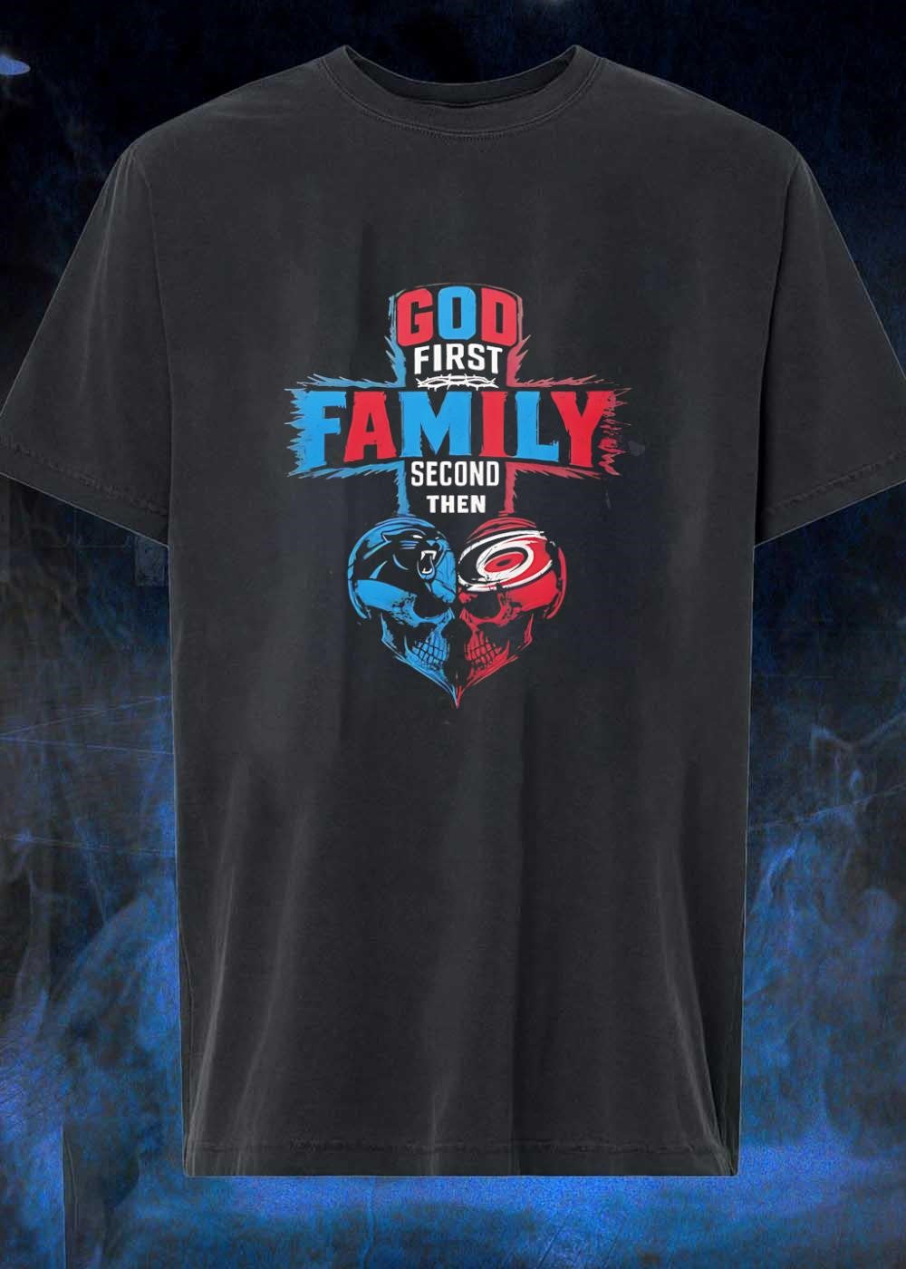 God First Family Second Then Carolina Panthers - Adult & Kids T-Shirts, Sweatshirts & Hoodies apparel design preview 1