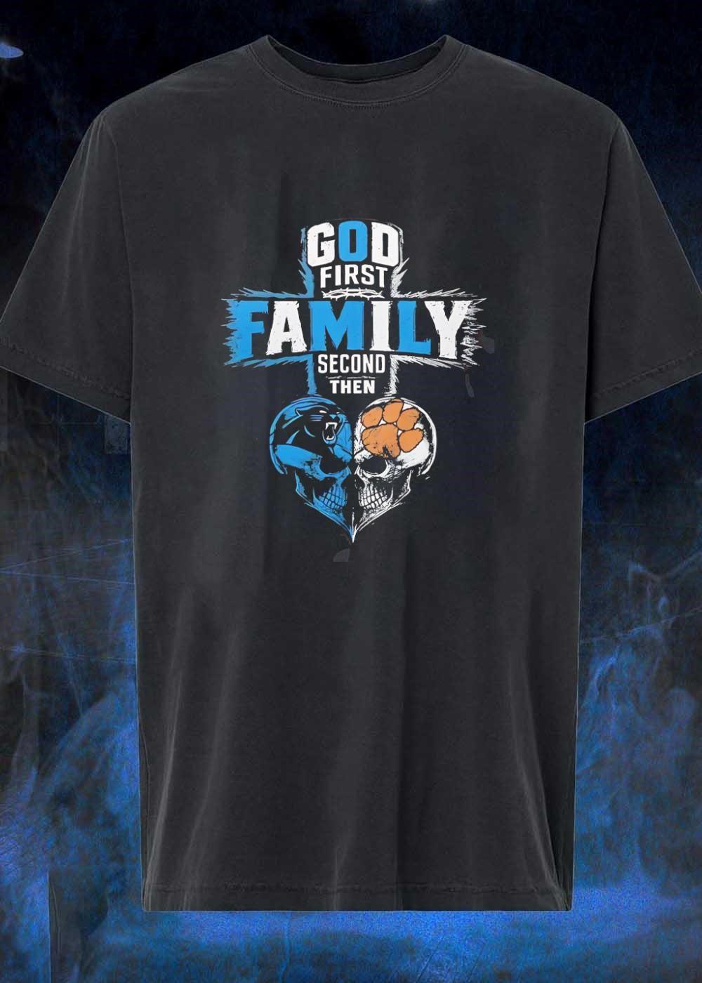 God First Family Second Then Carolina Panthers - Adult & Kids T-Shirts, Sweatshirts & Hoodies apparel design preview 1