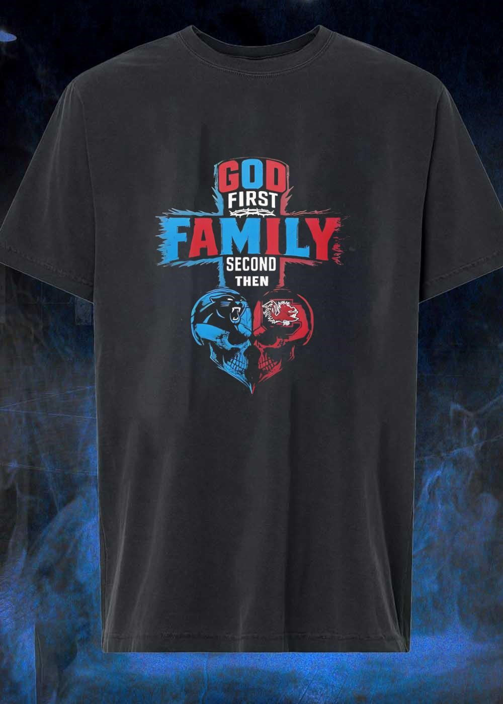 God First Family Second Then Carolina Panthers South - Adult & Kids T-Shirts, Sweatshirts & Hoodies apparel design preview 1