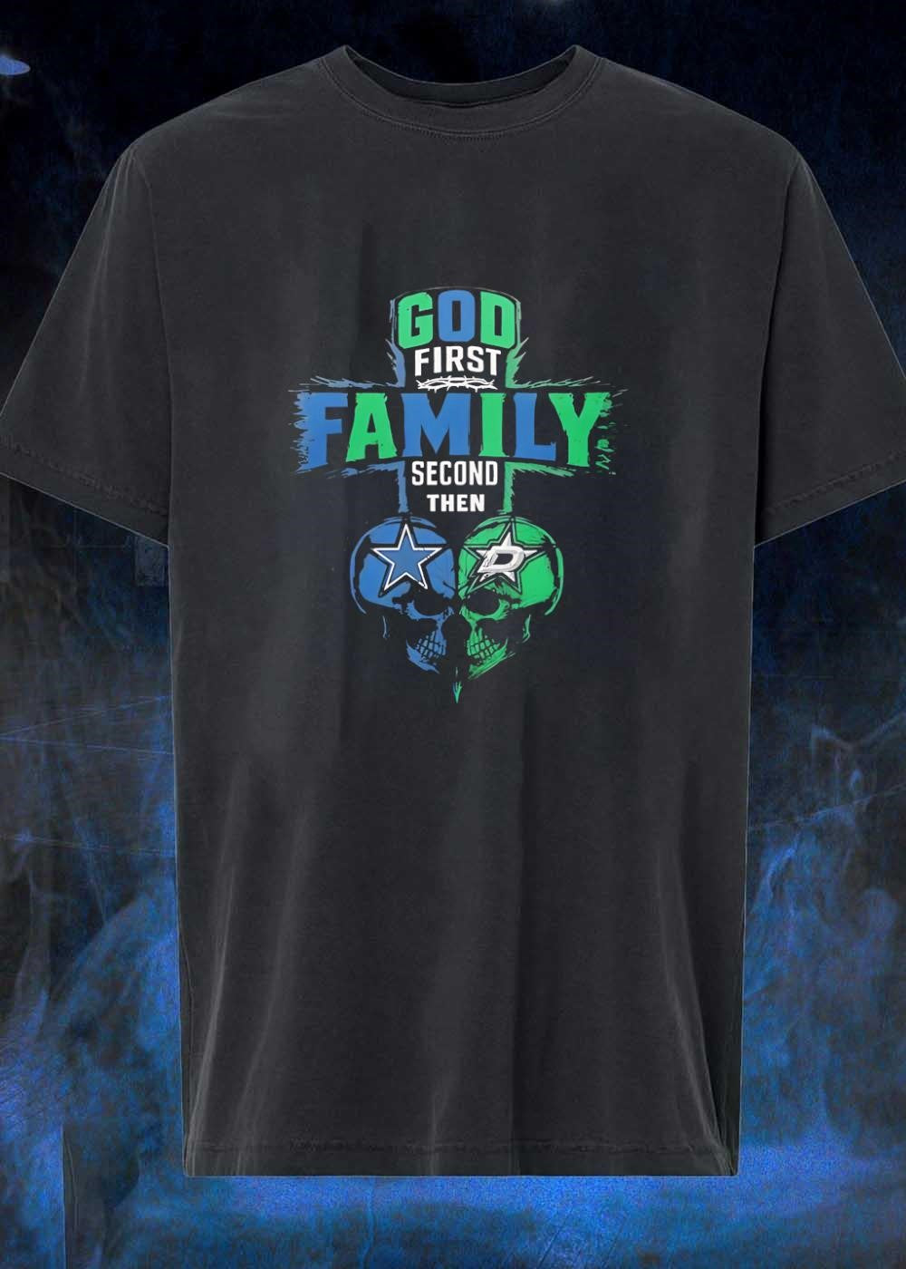 God First Family Second Then Dallas Cowboys Stars - Adult & Kids T-Shirts, Sweatshirts & Hoodies apparel design preview 1