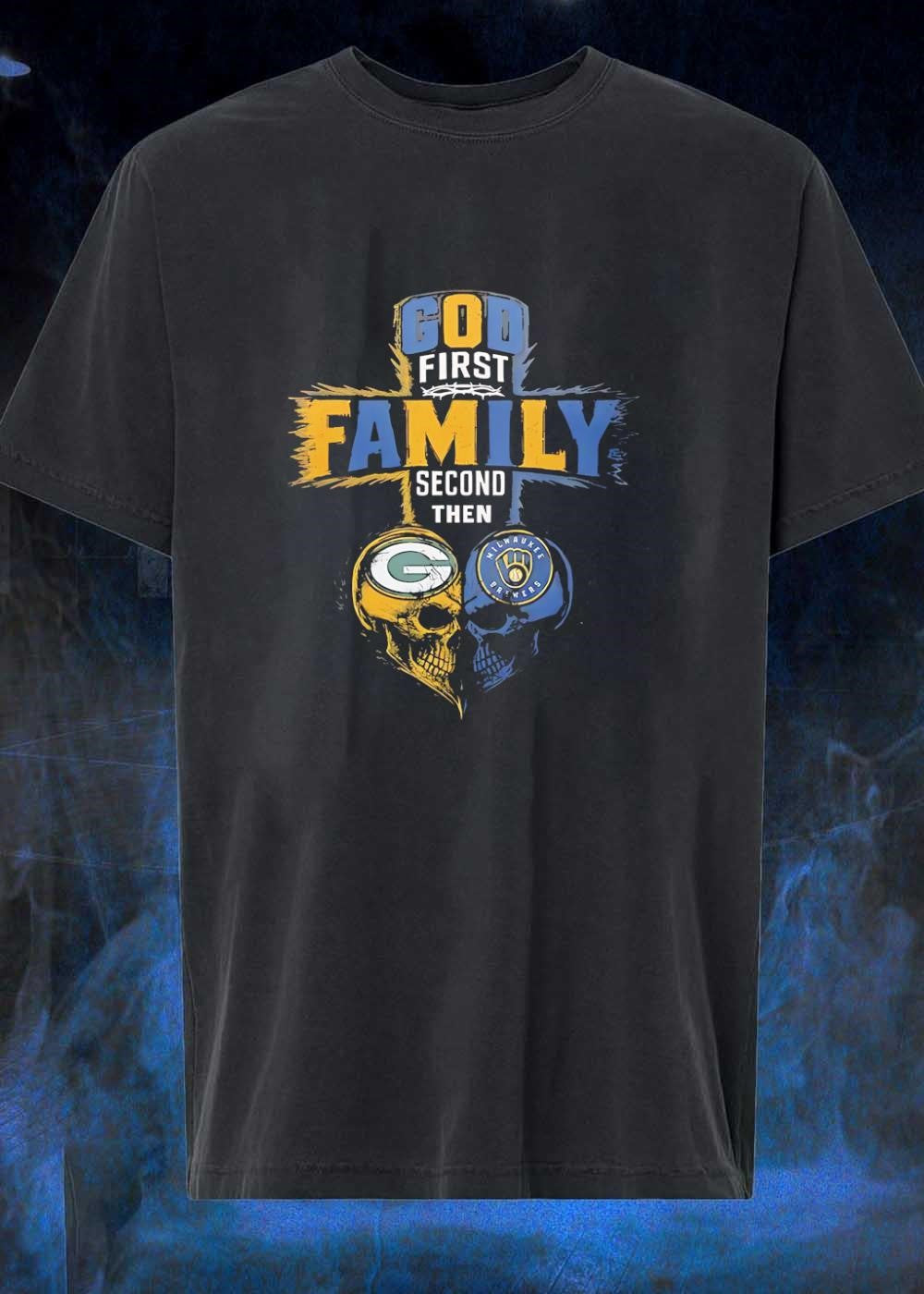 God First Family Second Then Green Bay Packers - Adult & Kids T-Shirts, Sweatshirts & Hoodies apparel design preview 1