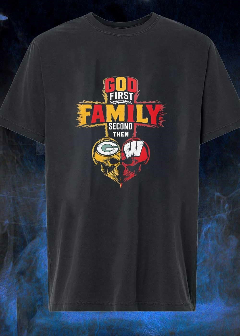 God First Family Second Then Green Bay Packers - Adult & Kids T-Shirts, Sweatshirts & Hoodies apparel design preview 1